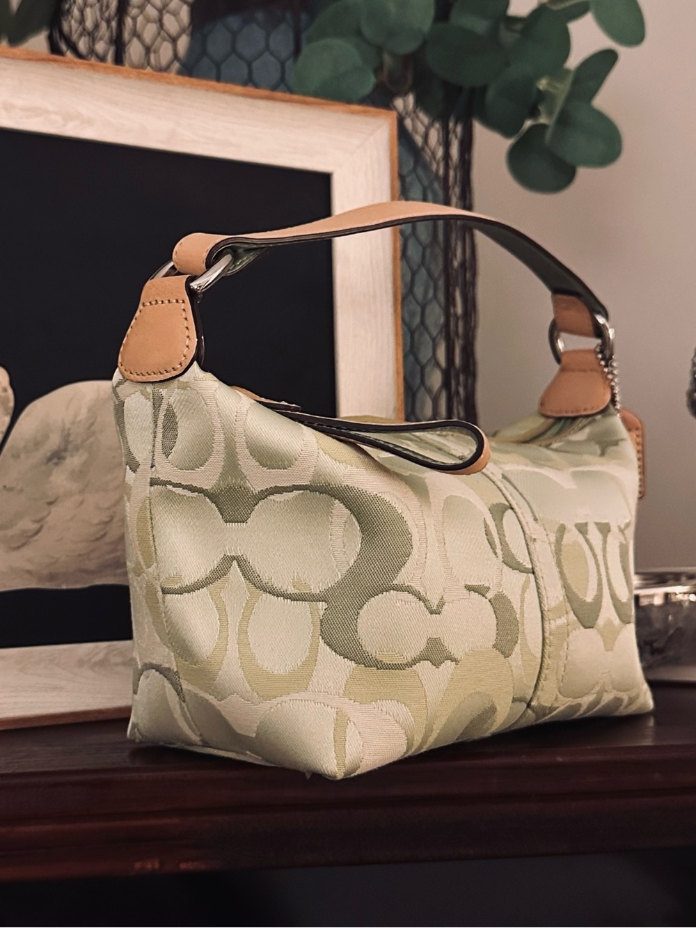 Rare Y2K Coach Optic Signature C Mini Bag / Pouch (6561) | Pistachio - Picture 6 of 16